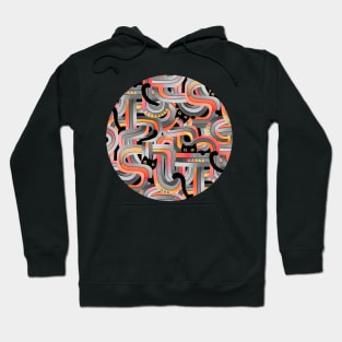 Geo Cats Maze Circle in Sunset Colors plus Grey Hoodie